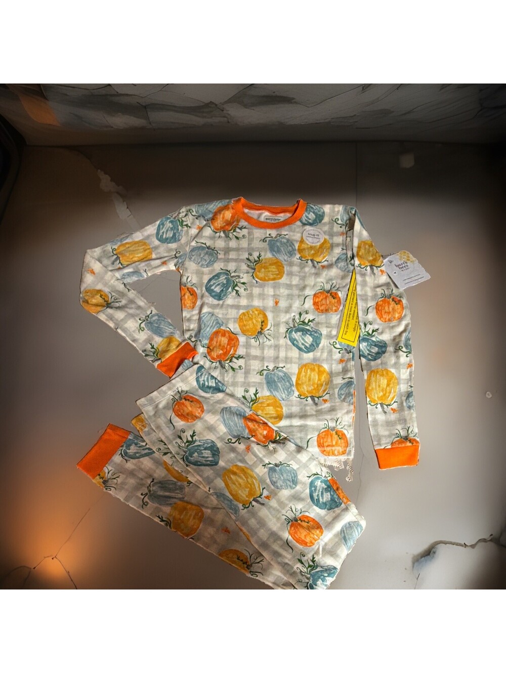 Burt's Bees Kids 11-12Y Snug Fit Organic Cotton 2pc Long Sleeve Pumpkin PJs